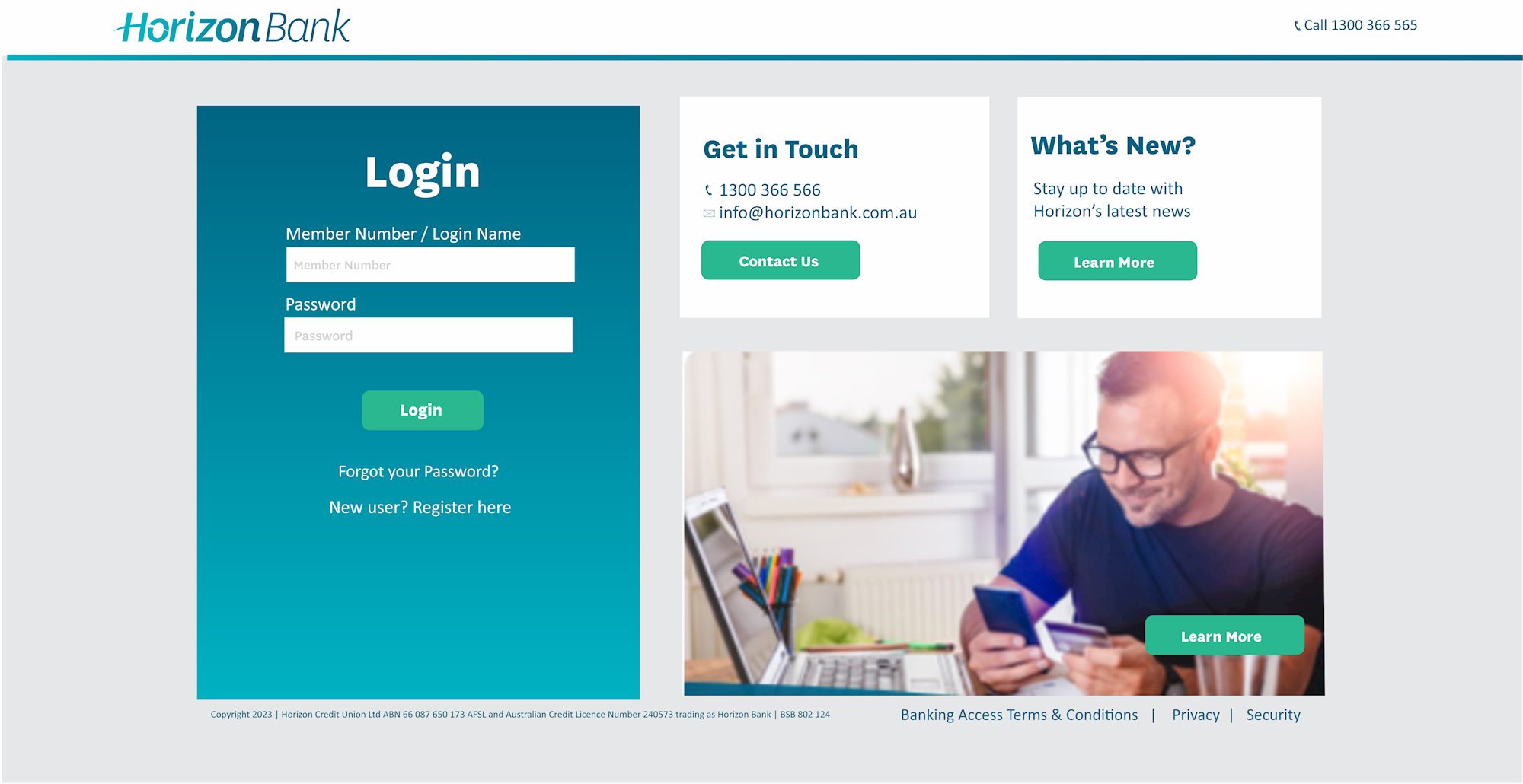 online banking screenshot